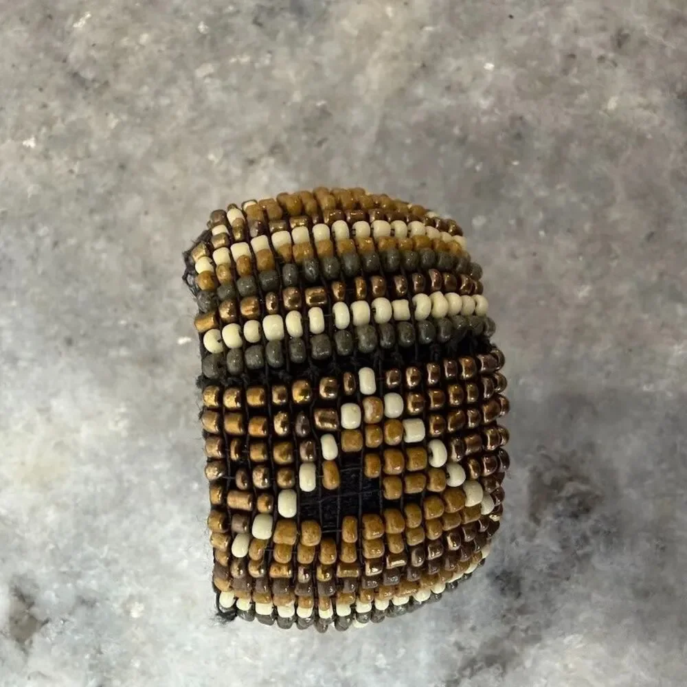 Set of 3 Vintage Earth Toned Boho Beaded Napkin Rings